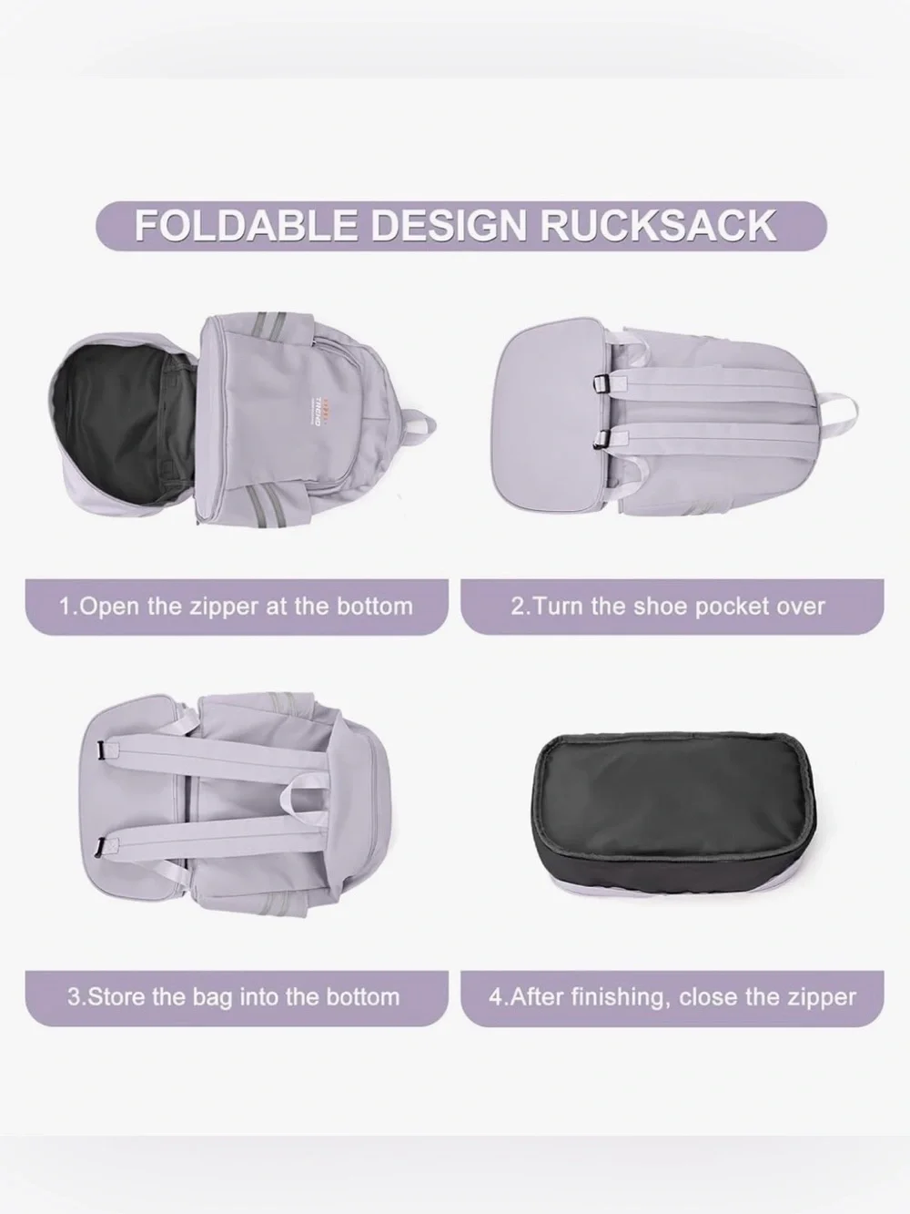 NWT Coofay Lavender Gym Backpack Shoe & Wet Compartment